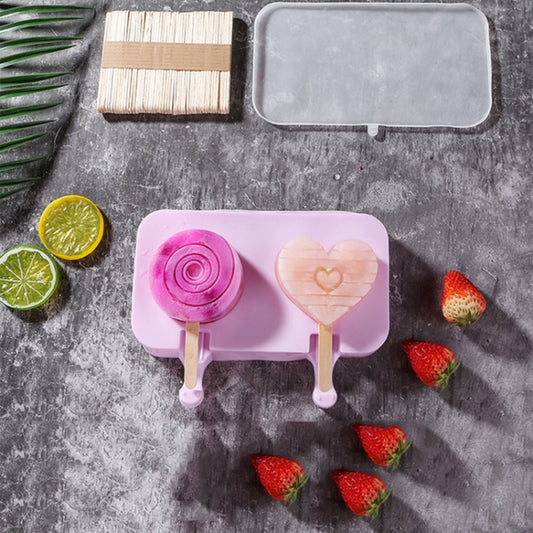 Cute Cartoon Silicone Ice Cream Popsicle Mold with Lid & Stick, Love, Snowman, Wavy