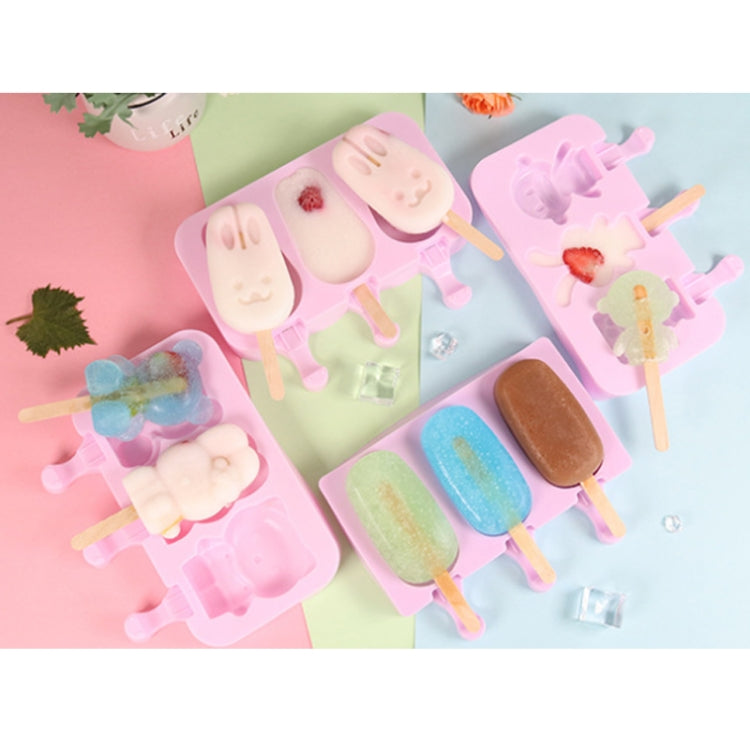 Cute Cartoon Silicone Ice Cream Popsicle Mold with Lid & Stick, Love, Snowman, Wavy