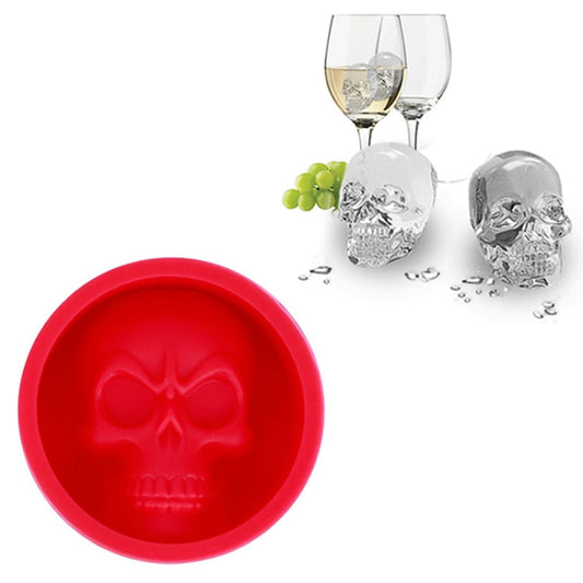 Kitchen Ice Box Food Grade Silicone Skull Ice Lattice Creative Whiskey Ice Ball Ice Mould, Cat Paw Shape(Red), Skull Shape(Blue), Skull ShapeGreen), Skull Shape(Orange)