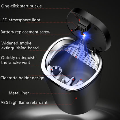 2 PCS  Car Ashtray With Cover Hanging Invisible With LED Light Car Ashtray, 2 PCS Car Ashtray