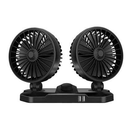 F558 With USB Mobile Phone Charging Car Fan 12/24V Car Truck Double Shaking Head Fan, Double Head 12V, Double Head 24V