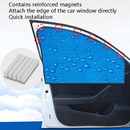 R-2938 Single-Layer Sun Protection Magnetic Car Curtain Vehicle Water Drop Sunshade, Blue Right, Blue Left