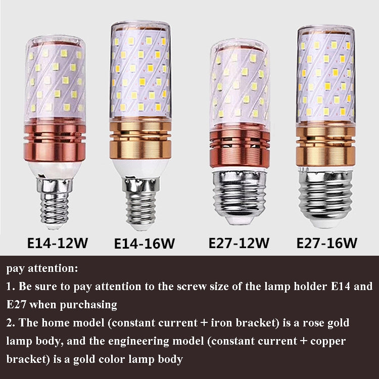 3 PCS No Flicker Corn Light Candle Bulb Screw Bulb, 12W-E14  Warm Light  Home Style, 12W-E14  Three-color Light Home Style, 12W-E14  Neutral Light Home Style, 12W-E14  Warm Light Engineering, 12W-E14  Three-color Light Engineering����������������������...