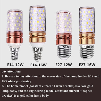 3 PCS No Flicker Corn Light Candle Bulb Screw Bulb, 12W-E14  Warm Light  Home Style, 12W-E14  Three-color Light Home Style, 12W-E14  Neutral Light Home Style, 12W-E14  Warm Light Engineering, 12W-E14  Three-color Light Engineering����������������������...