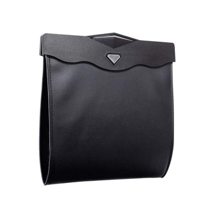 Car Trash Can Car Chair Back Hanging Storage Box Hidden Folding Storage Bag With LED Light, Black, Mocha Brown, Beige, Red