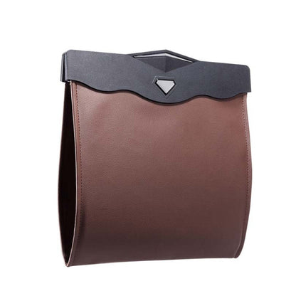 Car Trash Can Car Chair Back Hanging Storage Box Hidden Folding Storage Bag With LED Light, Black, Mocha Brown, Beige, Red