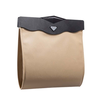 Car Trash Can Car Chair Back Hanging Storage Box Hidden Folding Storage Bag With LED Light, Black, Mocha Brown, Beige, Red