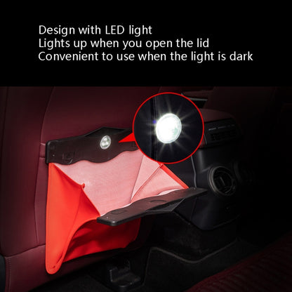 Car Trash Can Car Chair Back Hanging Storage Box Hidden Folding Storage Bag With LED Light, Black, Mocha Brown, Beige, Red