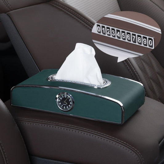 Car Clock Tissue Box Multi-Function Vehicle Instrument Table Paper Towel Box, Style:, Clock+Parking Card (Green), Clock+Parking Card (Ivory), Clock+Parking Card (Agate), Clock+Parking Card (Black), Clock+Parking Card (Gray)�����������������������������...