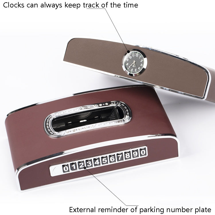 Car Clock Tissue Box Multi-Function Vehicle Instrument Table Paper Towel Box, Style:, Clock+Parking Card (Green), Clock+Parking Card (Ivory), Clock+Parking Card (Agate), Clock+Parking Card (Black), Clock+Parking Card (Gray)�����������������������������...