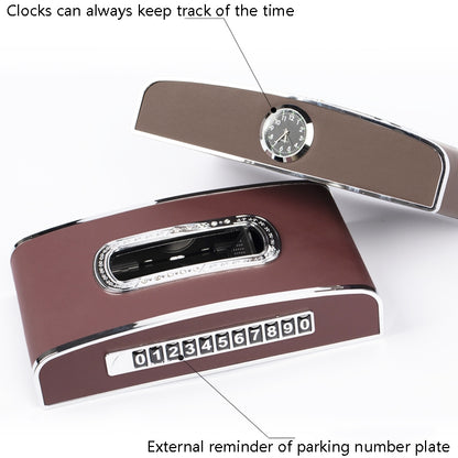Car Clock Tissue Box Multi-Function Vehicle Instrument Table Paper Towel Box, Style:, Clock+Parking Card (Green), Clock+Parking Card (Ivory), Clock+Parking Card (Agate), Clock+Parking Card (Black), Clock+Parking Card (Gray)�����������������������������...