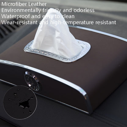 Car Clock Tissue Box Multi-Function Vehicle Instrument Table Paper Towel Box, Style:, Clock+Parking Card (Green), Clock+Parking Card (Ivory), Clock+Parking Card (Agate), Clock+Parking Card (Black), Clock+Parking Card (Gray)�����������������������������...
