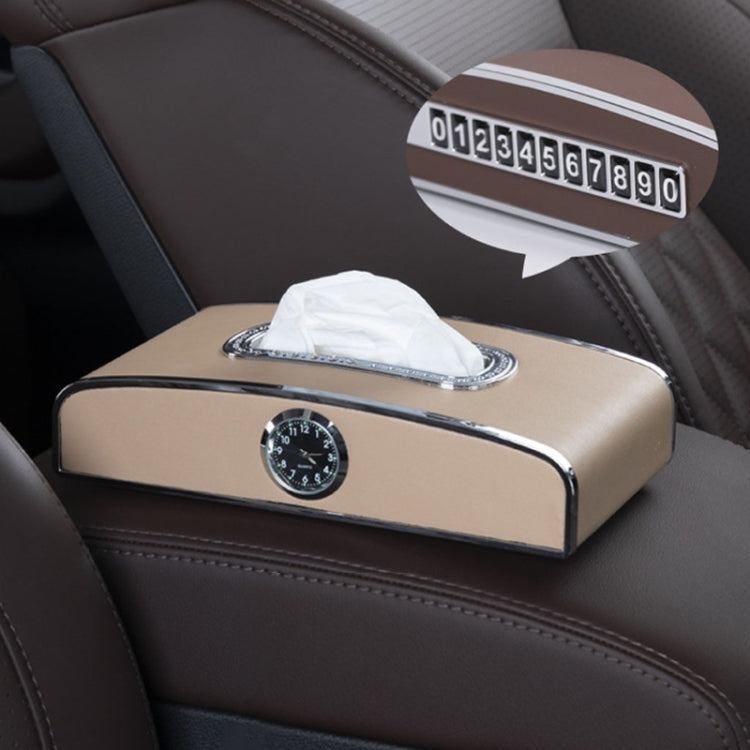 Car Clock Tissue Box Multi-Function Vehicle Instrument Table Paper Towel Box, Style:, Clock+Parking Card (Green), Clock+Parking Card (Ivory), Clock+Parking Card (Agate), Clock+Parking Card (Black), Clock+Parking Card (Gray)�����������������������������...