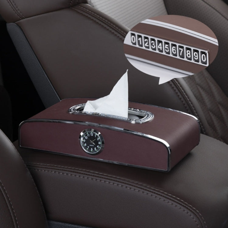 Car Clock Tissue Box Multi-Function Vehicle Instrument Table Paper Towel Box, Style:, Clock+Parking Card (Green), Clock+Parking Card (Ivory), Clock+Parking Card (Agate), Clock+Parking Card (Black), Clock+Parking Card (Gray)�����������������������������...