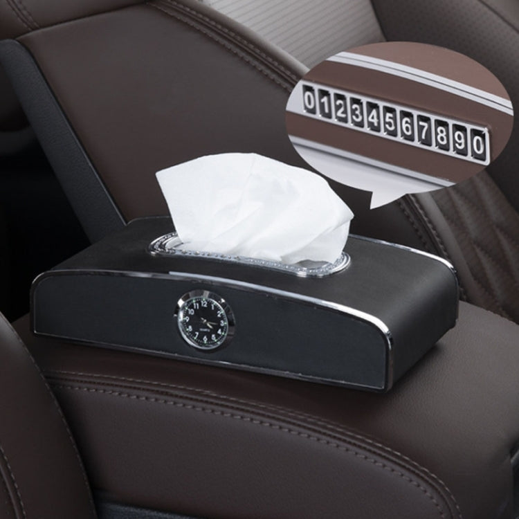 Car Clock Tissue Box Multi-Function Vehicle Instrument Table Paper Towel Box, Style:, Clock+Parking Card (Green), Clock+Parking Card (Ivory), Clock+Parking Card (Agate), Clock+Parking Card (Black), Clock+Parking Card (Gray)�����������������������������...