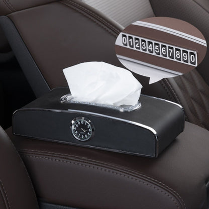 Car Clock Tissue Box Multi-Function Vehicle Instrument Table Paper Towel Box, Style:, Clock+Parking Card (Green), Clock+Parking Card (Ivory), Clock+Parking Card (Agate), Clock+Parking Card (Black), Clock+Parking Card (Gray)�����������������������������...