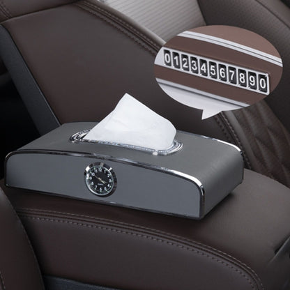 Car Clock Tissue Box Multi-Function Vehicle Instrument Table Paper Towel Box, Style:, Clock+Parking Card (Green), Clock+Parking Card (Ivory), Clock+Parking Card (Agate), Clock+Parking Card (Black), Clock+Parking Card (Gray)�����������������������������...