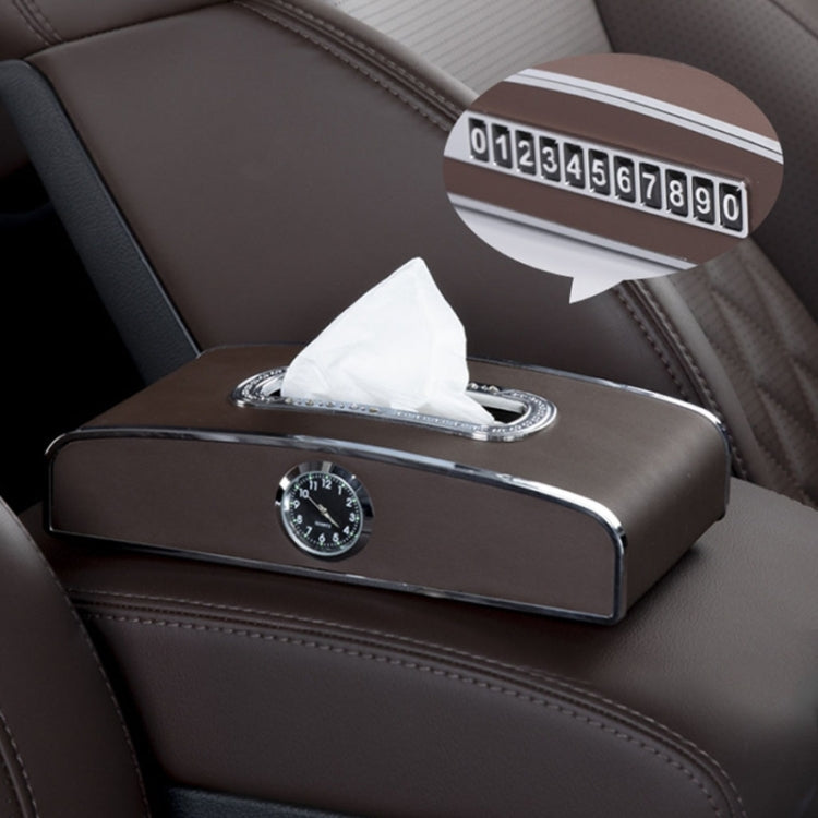 Car Clock Tissue Box Multi-Function Vehicle Instrument Table Paper Towel Box, Style:, Clock+Parking Card (Green), Clock+Parking Card (Ivory), Clock+Parking Card (Agate), Clock+Parking Card (Black), Clock+Parking Card (Gray)�����������������������������...