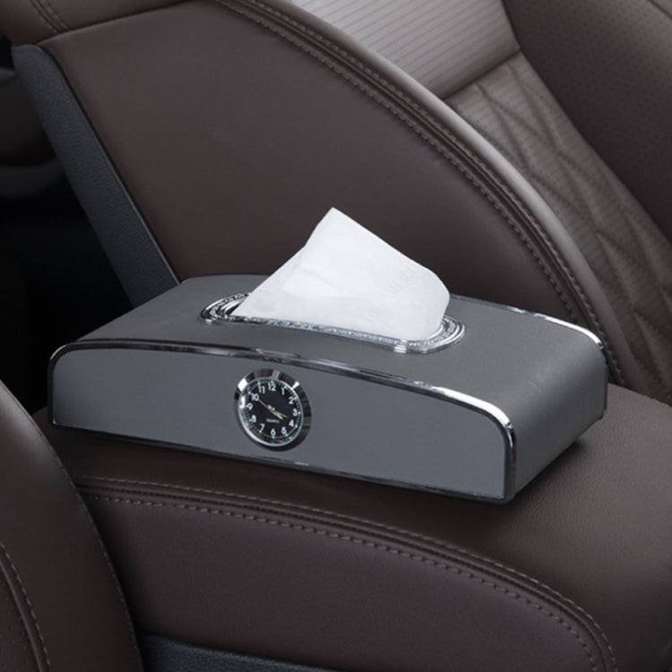 Car Clock Tissue Box Multi-Function Vehicle Instrument Table Paper Towel Box, Style:, Clock+Parking Card (Green), Clock+Parking Card (Ivory), Clock+Parking Card (Agate), Clock+Parking Card (Black), Clock+Parking Card (Gray)�����������������������������...