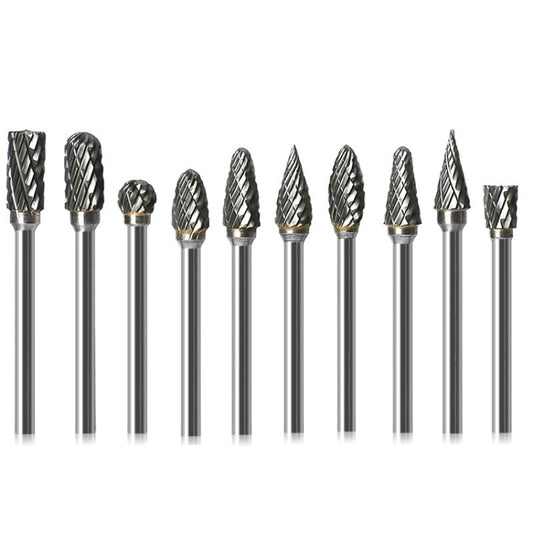 10 PCS / Set Hard Alloy Tungsten Steel Grinding Head Double Pattern Rotating Milling Cutter Head Root Carving Knife, Style:, Transparent Box, Blue Box