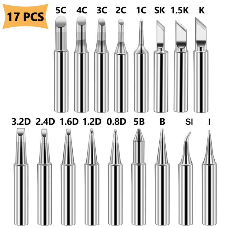 Soldering Tips 936 Soldering Station Pure Copper Soldering Iron Tips Lead-Free Soldering Iron Tips, 17 PCS / Set