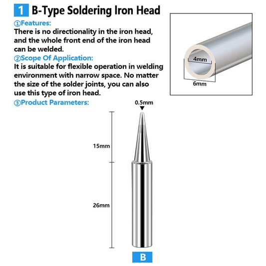 Soldering Tips 936 Soldering Station Pure Copper Soldering Iron Tips Lead-Free Soldering Iron Tips, 17 PCS / Set