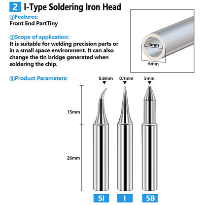 Soldering Tips 936 Soldering Station Pure Copper Soldering Iron Tips Lead-Free Soldering Iron Tips, 17 PCS / Set