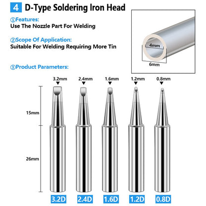 Soldering Tips 936 Soldering Station Pure Copper Soldering Iron Tips Lead-Free Soldering Iron Tips, 17 PCS / Set