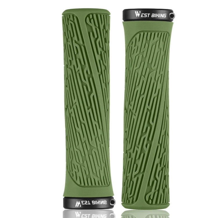 1 Pair WEST BIKING YP0804061 Bicycle Anti-Slip Shock Absorber Grip Mountain Bike Rubber Handlebar Cover