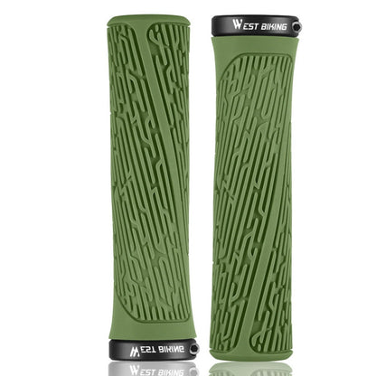 1 Pair WEST BIKING YP0804061 Bicycle Anti-Slip Shock Absorber Grip Mountain Bike Rubber Handlebar Cover