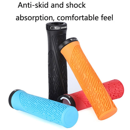 1 Pair WEST BIKING YP0804061 Bicycle Anti-Slip Shock Absorber Grip Mountain Bike Rubber Handlebar Cover