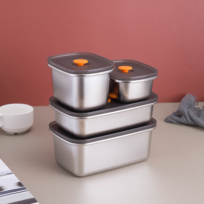 Refrigerator Fruit Fresh-Keeping Box 304 Stainless Steel Sealed Lunch Box, 250ml, 450ml, 600ml, 1000ml