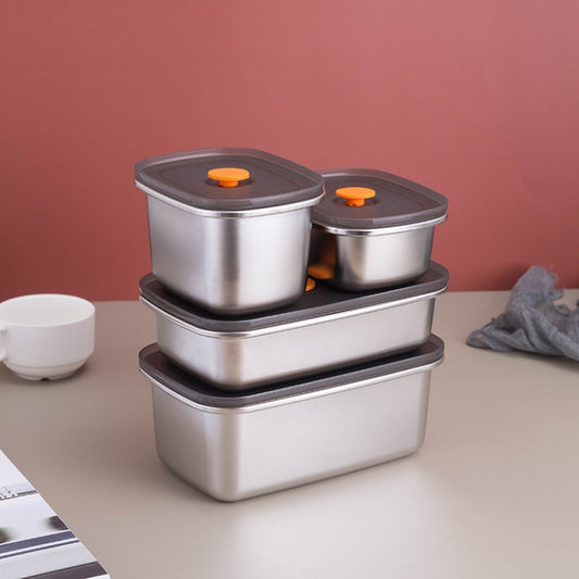 Refrigerator Fruit Fresh-Keeping Box 304 Stainless Steel Sealed Lunch Box, 250ml, 450ml, 600ml, 1000ml