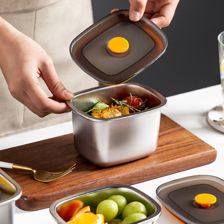 Refrigerator Fruit Fresh-Keeping Box 304 Stainless Steel Sealed Lunch Box, 250ml, 450ml, 600ml, 1000ml
