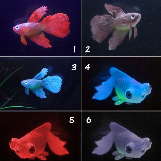 Night Light Simulation Fish Tank Decorations Environmentally Friendly Silicone Colorful Fish, 1 Red Betta, 2 Brown Betta, 3 Blue Betta, 4 Blue Goldfish, 5 Red Goldfish, 6 Brown Goldfish
