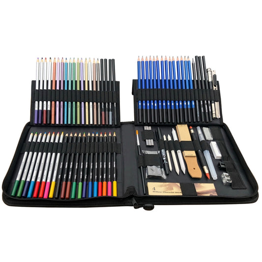 KALOLR YW-PC083 أداة رسم محمولة 83 في 1، مجموعة رسم تخطيطي متعددة الألوان قابلة للذوبان في الماء، YW-PC083