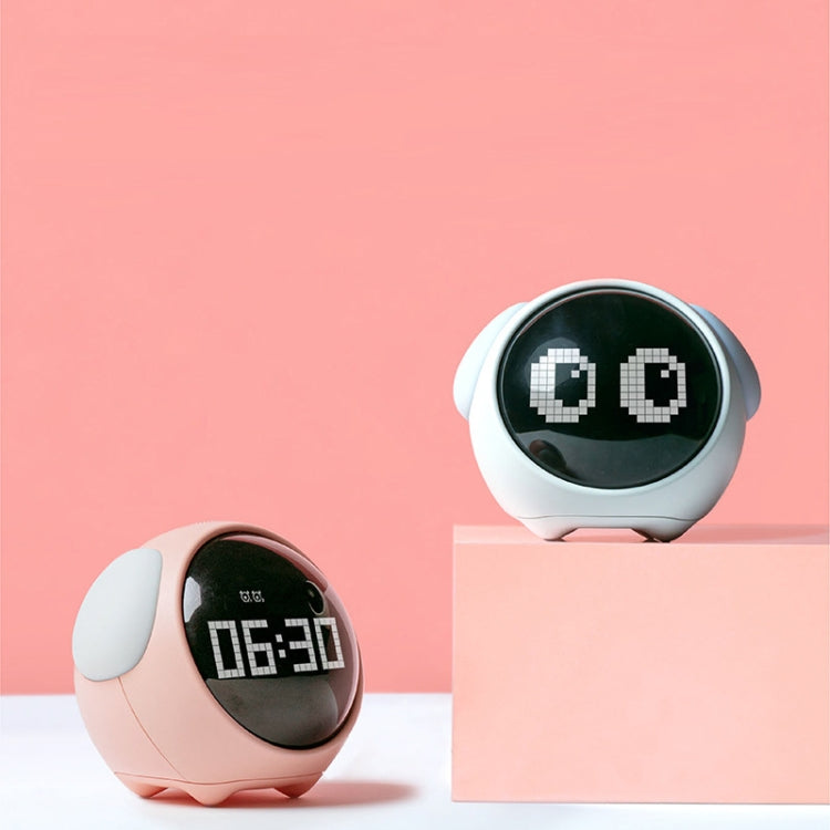ساعة منبه ذكية على شكل كرتون للأطفال مزودة بمصباح LED بجانب السرير وساعة إلكترونية رقمية قابلة للشحن، باللون الأبيض (إصدار التعبير)، والوردي (إصدار التعبير)