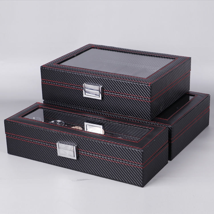 Carbon Fiber PU Leather Watch Box Jewelry Storage Box Packaging Box, Style: