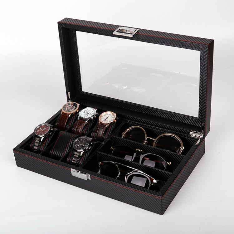 Carbon Fiber PU Leather Watch Box Jewelry Storage Box Packaging Box, Style:
