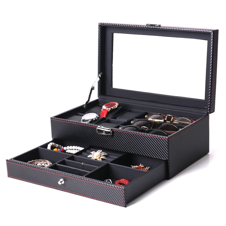 Carbon Fiber PU Leather Watch Box Jewelry Storage Box Packaging Box, Style: