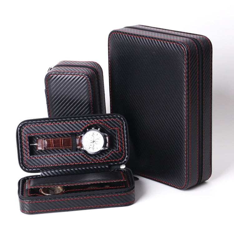 PU Leather Full Carbon Fiber Zipper Watch Bag Watch Storage Display Box, Style:, 02 Watch Position, 04 Watch Position, 08 Watch Position Carbon Fiber
