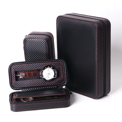 PU Leather Full Carbon Fiber Zipper Watch Bag Watch Storage Display Box, Style:, 02 Watch Position, 04 Watch Position, 08 Watch Position Carbon Fiber