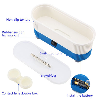 3 in 1 Glasses Cleaning Machine Small Contact Lens Glasses Jewelry Watch Cleaner, Pink, Blue