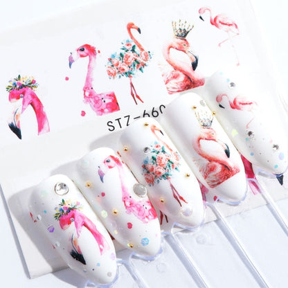 5 PCS Flamingo Nail Stickers Water Decals Cute Animals Rabbit Owl Wraps Flora Watermark Adhesive Decoration Manicure, STZ659, STZ660, STZ661, STZ662, STZ663, STZ664, STZ665, STZ666, STZ667, STZ668, STZ669, STZ670, STZ671, STZ672, STZ673