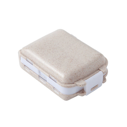 6 PCS C1617 Portable Dispensing Sealed Pill Box Wheat Straw Large-capacity Storage Box