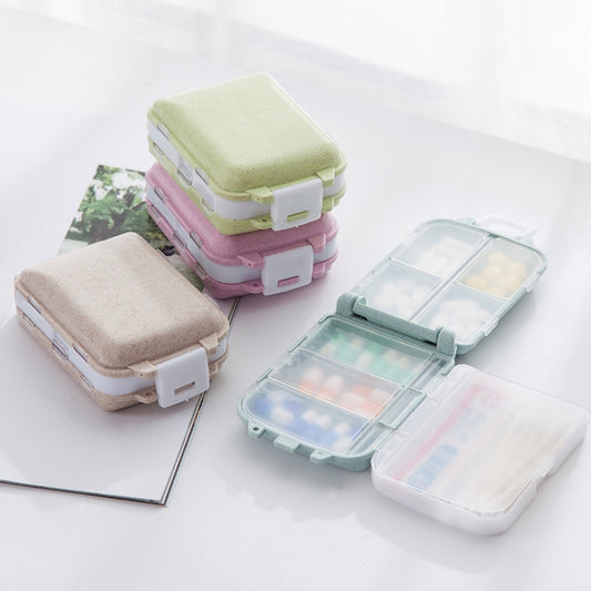 6 PCS C1617 Portable Dispensing Sealed Pill Box Wheat Straw Large-capacity Storage Box