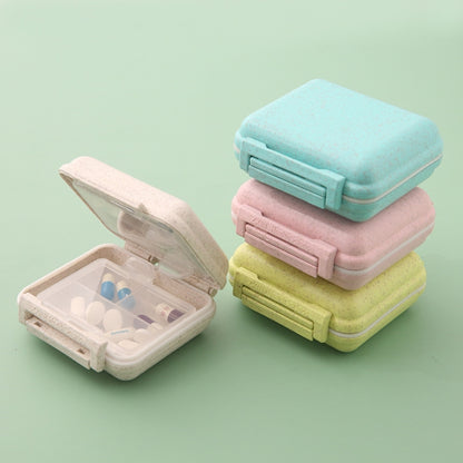 JS0018 Wheat Portable Sealed Pill Box with 6 Compartments For Pill Health Care Box