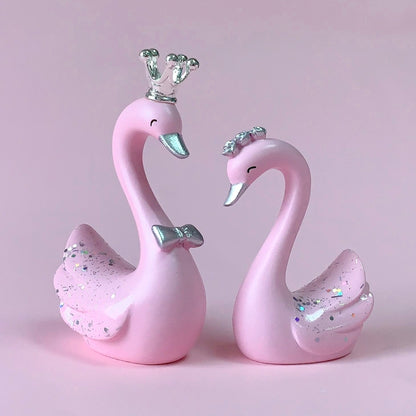 2pcs /Pair Swan Resin Car Decoration Birthday Cake Tanabata Valentine Day Decoration, Large Pink, Large White, Large Black Swan, Extra Large Pink, Extra Large White, Extra Large Black