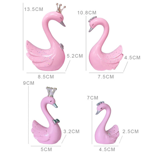 2pcs /Pair Swan Resin Car Decoration Birthday Cake Tanabata Valentine Day Decoration, Large Pink, Large White, Large Black Swan, Extra Large Pink, Extra Large White, Extra Large Black