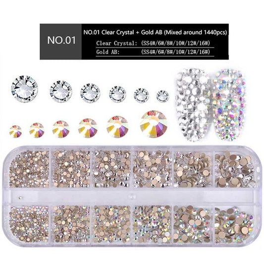 Nail Flat-back AB Crystal Strass 3D Charm Gems DIY Manicure Nail Art Decorations